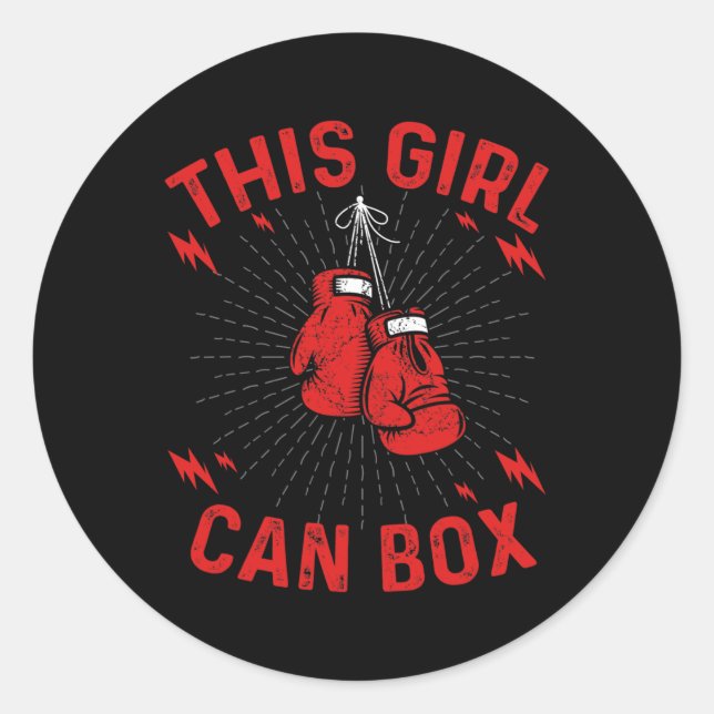 Adesivo Esta Garota Pode Boxear, Boxeador Boxe Design Vint (Frente)