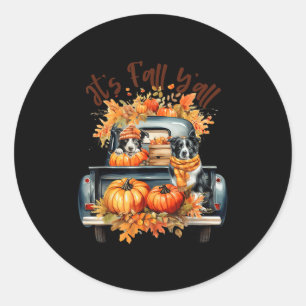 Adesivo Está no outono, Collie Pumpkins Truck Autum.