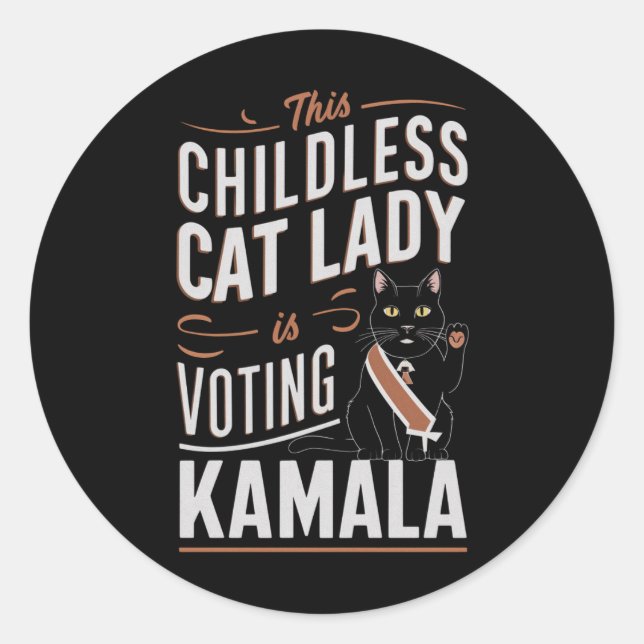 Adesivo Esta Senhora de Gato Infantil Está Votando Kamala (Frente)