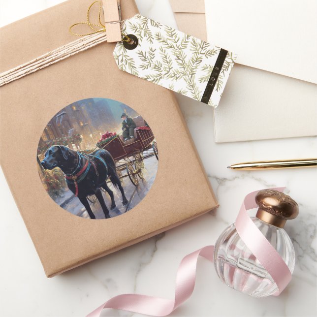 Adesivo Estação Festiva de Natal Black Labrador (Presentear)