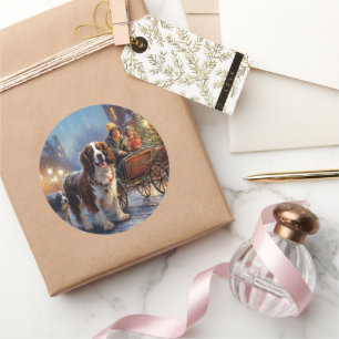 Adesivo Estação Festiva de Natal Inglês Springer Spaniel