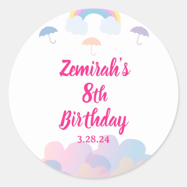 Adesivo Estação Rainy - Guarda-chuvas Pastel e Nuvens (Frente)