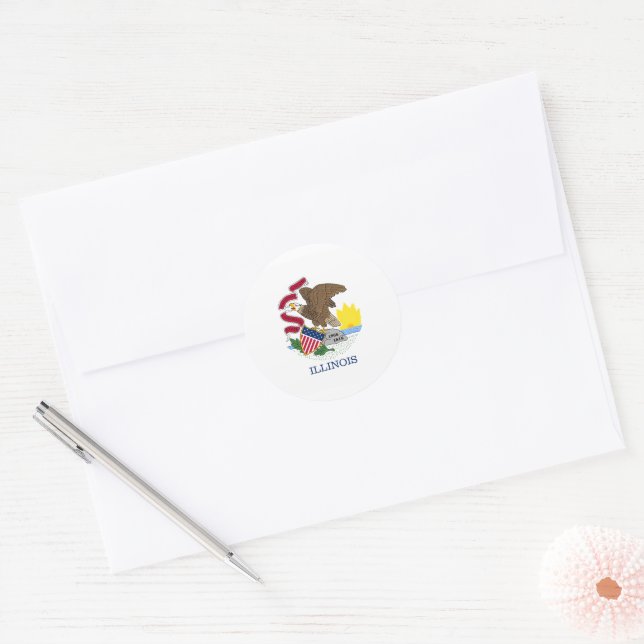 Adesivo Estado do Illinois Flag EUA (Envelope)