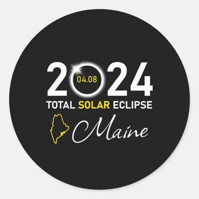 Adesivo Estado Total do Eclipse Solar Maine 2024 (Frente)