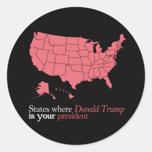 Adesivo Estados Onde Trump é Seu Presidente 47º Mapa dos E