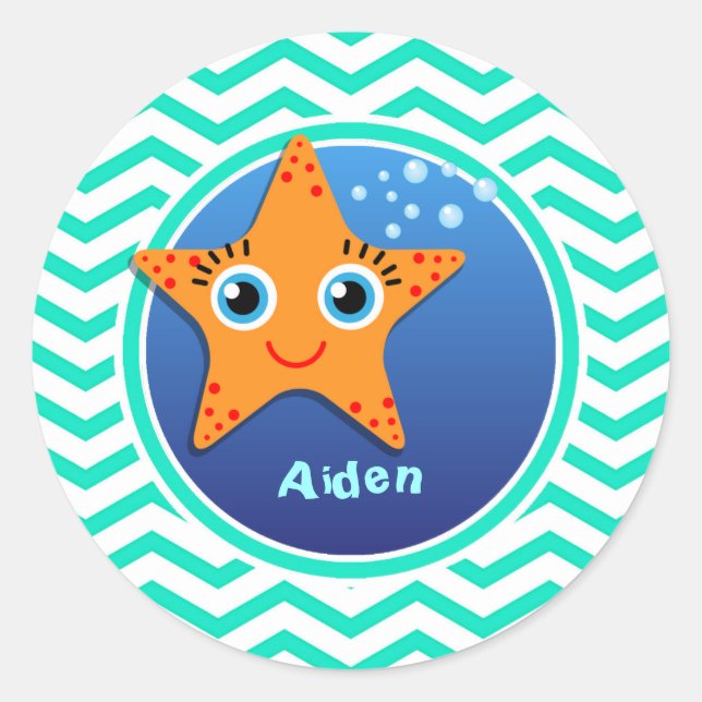 Adesivo Estaleiro Laranja; Aqua Green Chevron (Frente)