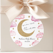 Estamos Além da Lua Rosa Celebração de Bebê Celest