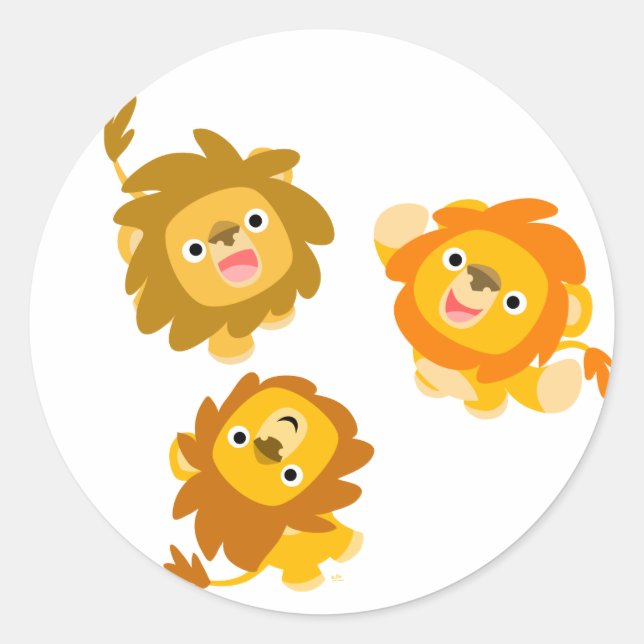 Adesivo "Estamos aqui!" Cartoon Bonito Lions Sticker (Frente)