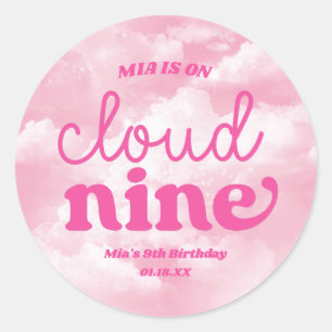 Adesivo Estamos na Nona Nuvem Rosa 9º Nono Aniversário