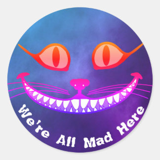Adesivo Estamos todos loucos aqui. Gato de Cheshire Roxo
