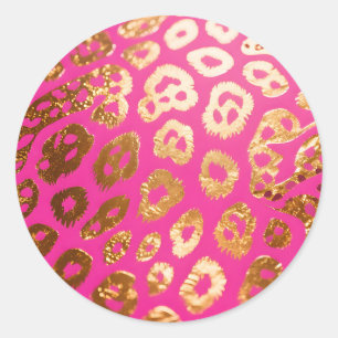 Adesivo Estampa de leopardo dourado rosa quente Glam