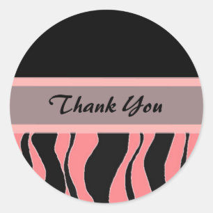 Adesivo Estampa de Zebra Preto e Rosa Obrigado