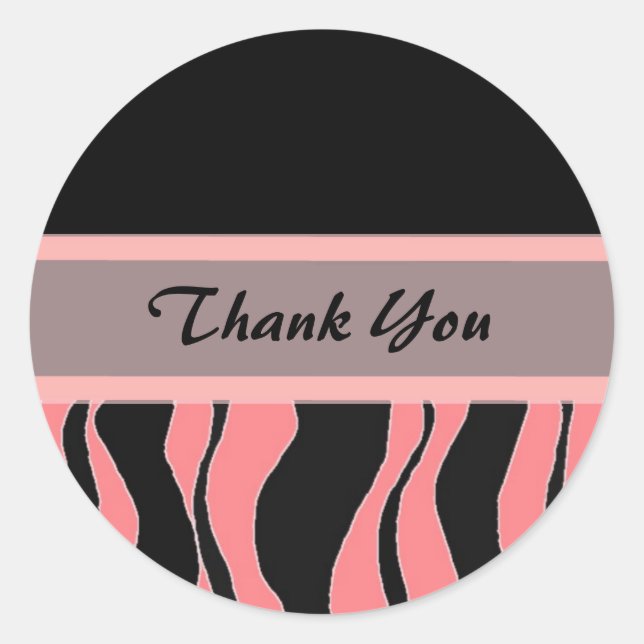 Adesivo Estampa de Zebra Preto e Rosa Obrigado (Frente)