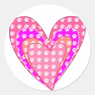 Adesivo Estampas De Cães E Corações Rosa