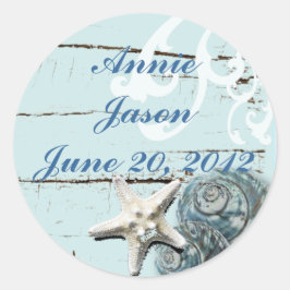 Adesivo Estância de Casamento de Praia Elegante Seashells