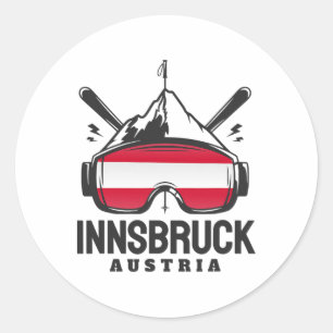 Adesivo Estância de Esqui Innsbruck Áustria Esqui Retro