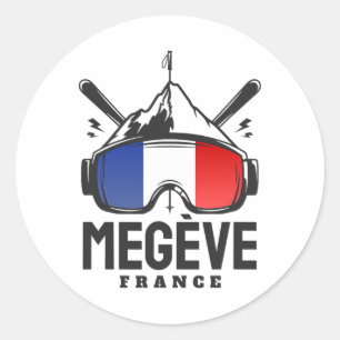 Adesivo Estância de esqui Megève França Esqui retrô