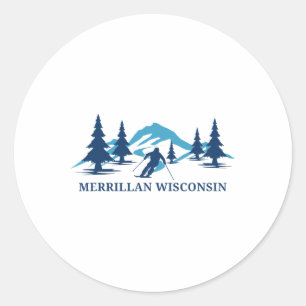 Adesivo Estância de esqui Merrillan Wisconsin Esqui Esquia
