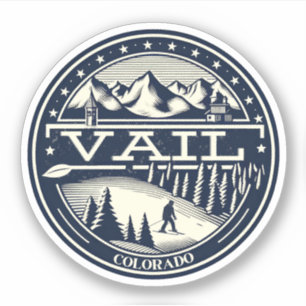 Adesivo Estância de Esqui Vail: Esqui e Snowboard no Color