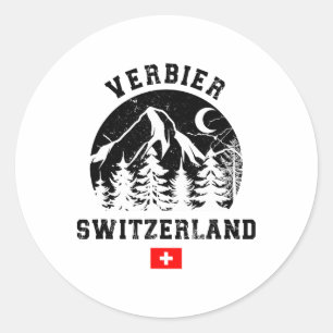 Adesivo Estância de esqui Verbier Suíça Alpes Esqui Alpino