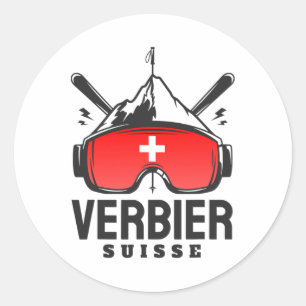 Adesivo Estância de esqui Verbier Suíça Esqui retrô