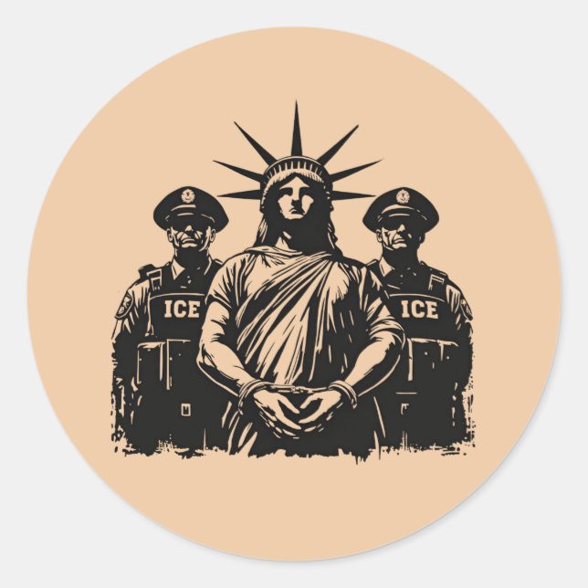 Adesivo Estátua da Liberdade Algemada - Abolição da ICE (Frente)
