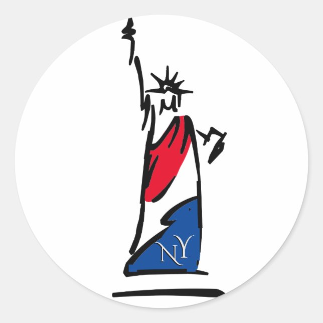 Adesivo Estátua da Liberdade NY Vermelho Branco e Azul (Frente)