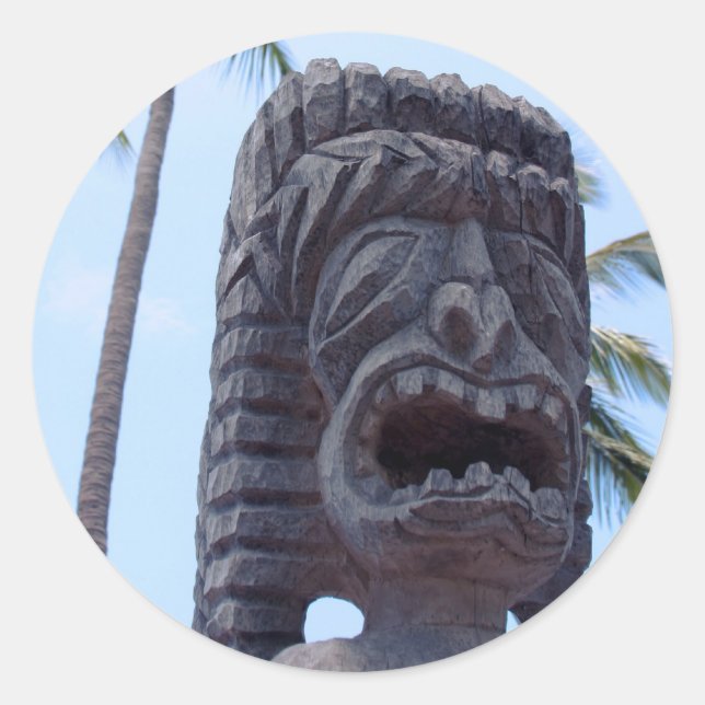 Adesivo Estátua de Tiki em Kona, Havaí - Sticker (Frente)