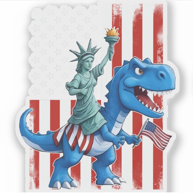 Adesivo Estátua Dinossaura Liberdade 4 De Julho Bandeira A (Frente)