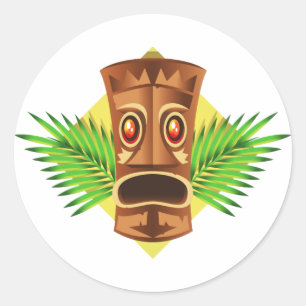 Adesivo Estátua tropical terrificando de Tiki com palmas