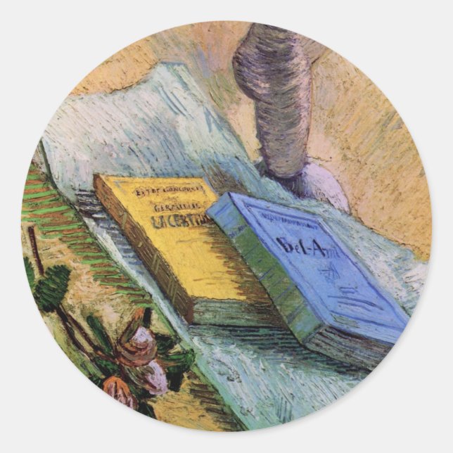 Adesivo Estatueta Rosa e Novels Vincent van Gogh (Frente)