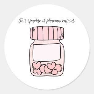 Adesivo Este Brilho é Farmacêutico Comprimidos Rosa Fofos