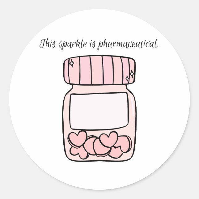 Adesivo Este Brilho é Farmacêutico Comprimidos Rosa Fofos (Frente)