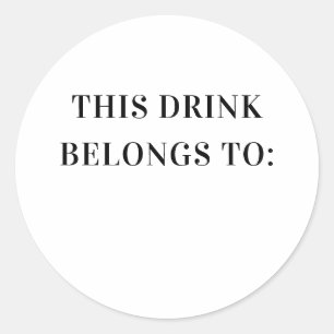 Adesivo Este Drink Pertence A. Bebida de Casamento Preto e
