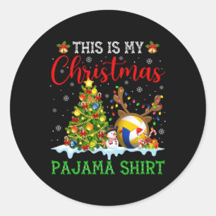Adesivo Este É Meu Natal De Voleibol Pajama Engraçado Xmas