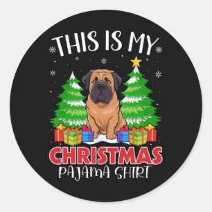 Adesivo Este É Meu Natal Pajama English Mastiff Dog Xm