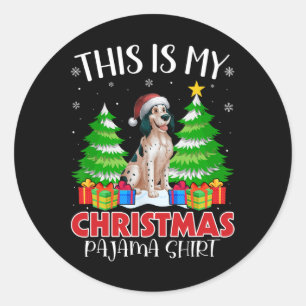 Adesivo Este É Meu Natal Pajama Inglês Cachorro Xma