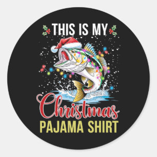 Adesivo Este É O Meu Natal Pajama A Pescar Rod Santa Hat