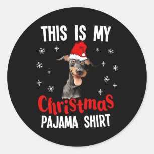 Adesivo Este É O Meu Natal Pajama Doberman Xmas Pajama