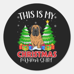 Adesivo Este É O Meu Natal Pajama Mastiff Dog Xmas Pjs