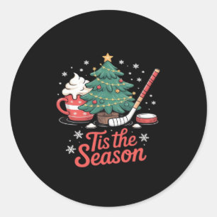 Adesivo Este É O Natal Da Árvore De Hockey Da Estação