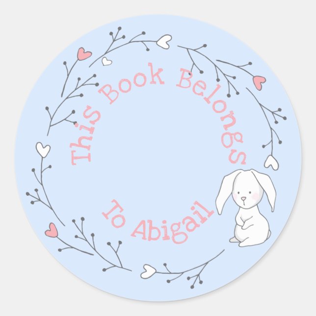 Adesivo Este livro pertence a - Coelhinho Bonito em Crianç (Frente)