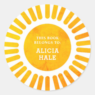 Adesivo Este Livro Pertence A Watercolor Sunshine