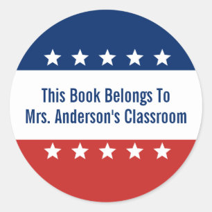 Adesivo Este Livro Pertence Ao Nome Do Professor Red White