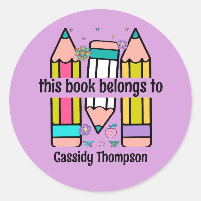 Adesivo Este livro pertence ao rótulo de livro dos pencil  (Frente)