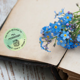 Adesivo Este Livro Pertence Personalizado Aquarela Verde