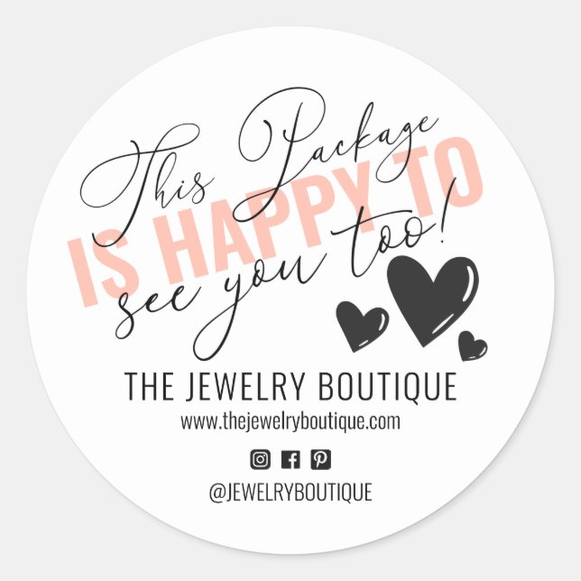 Adesivo Este pacote é feliz em te ver muito coração (Frente)