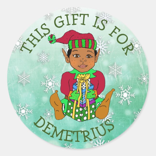 Adesivo Este presente é para, Elf Garota com Presente (Frente)