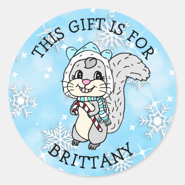 Adesivo Este presente é para... Esquilo de Natal (Frente)