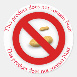 Adesivo Este Produto Não Contém Nozes 